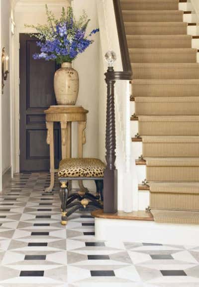  English Country Transitional Family Home Entry and Hall. British Townhome by J. Randall Powers Interior Decoration.
