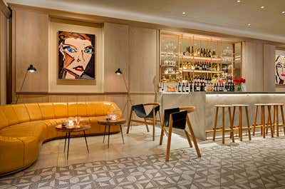  Mid-Century Modern Hotel Bar and Game Room. GEM Hotel Chelsea by Paris Forino Interior Design.