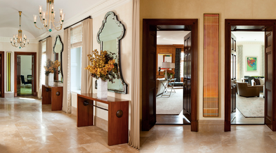  Mid-Century Modern Apartment Entry and Hall. Fifth Avenue  by David Scott Interiors.