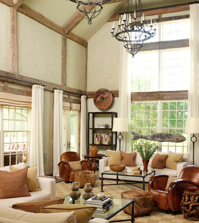  Rustic Country House Living Room. Bridgehampton by David Scott Interiors.
