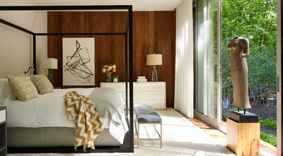  Contemporary Eclectic Vacation Home Bedroom. East Hampton by David Scott Interiors.