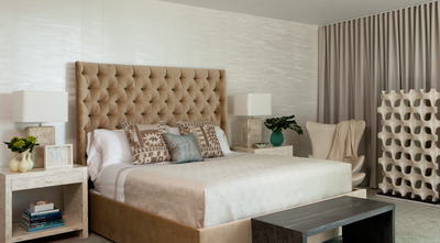  Contemporary Eclectic Vacation Home Bedroom. Miami Beach  by David Scott Interiors.