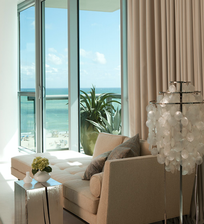  Eclectic Vacation Home Bedroom. Miami Beach  by David Scott Interiors.