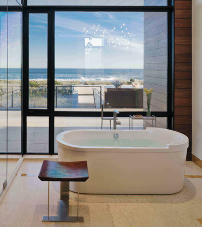  Contemporary Beach House Bathroom. Southampton by David Scott Interiors.