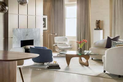  Mid-Century Modern Apartment Living Room. Boston Harbor by Lisa Tharp Design.