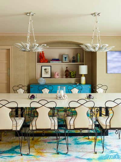 Coastal Vacation Home Dining Room. East Hampton Mansion by Pierce Allen .