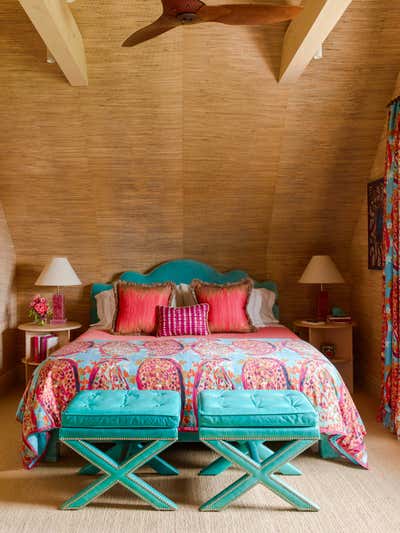  Eclectic Vacation Home Bedroom. East Hampton Mansion by Pierce Allen .