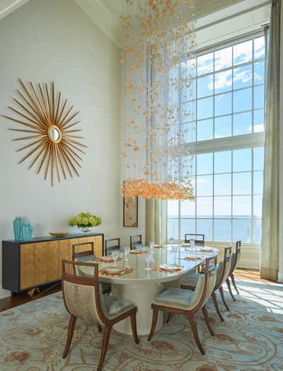Contemporary Vacation Home Dining Room. Riverside Retreat by Linda Ruderman Interiors.