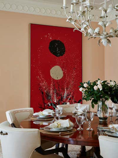 Transitional Vacation Home Dining Room. Intercoastal Spender by Linda Ruderman Interiors.