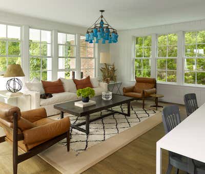  Eclectic Vacation Home Living Room. Wainscott by Dan Scotti Design.