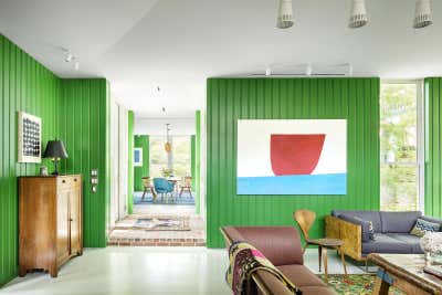  Mid-Century Modern Family Home Living Room. West 11th Place by Dillon Kyle Architecture.