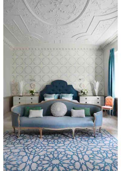  Hollywood Regency Family Home Bedroom. Bloomsbury Townhouse by Rebekah Caudwell Design.