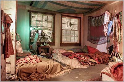 Eclectic Entertainment/Cultural Bedroom. Aquarius  by Ellen Brill - Set Decorator & Interior Designer.