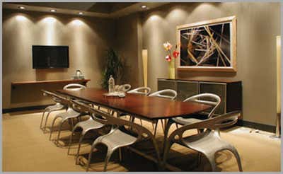Mid-Century Modern Entertainment/Cultural Dining Room. Bernie Mac by Ellen Brill - Set Decorator & Interior Designer.