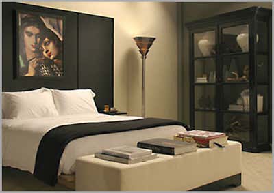 Modern Entertainment/Cultural Bedroom. Nip/Tuck by Ellen Brill - Set Decorator & Interior Designer.