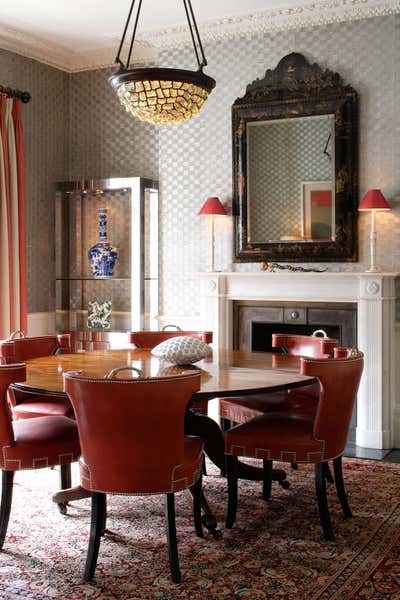  Transitional Apartment Dining Room. London Crescent House by Hugh Leslie Ltd.