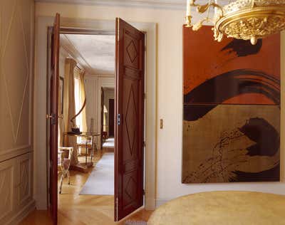  Transitional Apartment Entry and Hall. Red Trim Apartment by Tino Zervudachi - Paris.