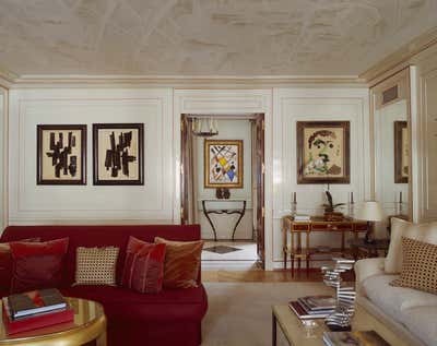  French Apartment Living Room. Red Trim Apartment by Tino Zervudachi - Paris.