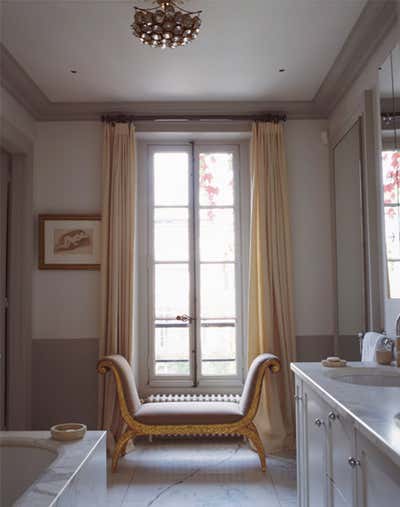  French Apartment Bathroom. Red Trim Apartment by Tino Zervudachi - Paris.