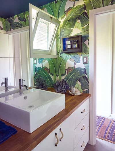 Tropical Beach House Bathroom. Fire Island Bungalow by Wesley Moon Inc..