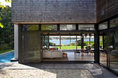  Mid-Century Modern Vacation Home Exterior. Sag Harbor Indoor Outdoor Modern Abode  by Allison Babcock LLC.