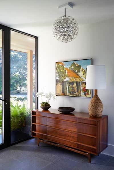  Bohemian Mid-Century Modern Vacation Home Entry and Hall. Sag Harbor Indoor Outdoor Modern Abode  by Allison Babcock LLC.