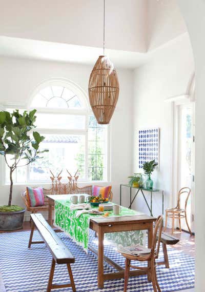  Eclectic Family Home Dining Room. Malibu Ranch by Nickey Kehoe Design.