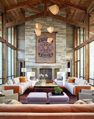  Craftsman Vacation Home Living Room. Mountain Hideaway by Thomas Hamel & Associates.