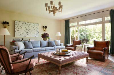  Cottage Family Home Living Room. Santa Monica Mountains by Nickey Kehoe Design.