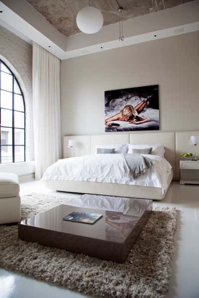  Transitional Family Home Bedroom. Montreal Penthouse by Julie Charbonneau Design.