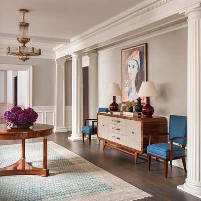 Transitional Family Home Entry and Hall. Brookline Historic Colonial by Nina Farmer Interiors.
