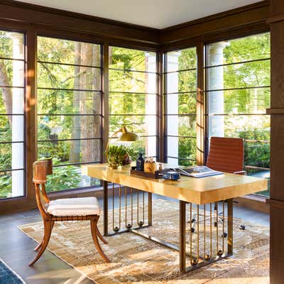 Contemporary Office and Study. Brookline Historic Colonial by Nina Farmer Interiors.
