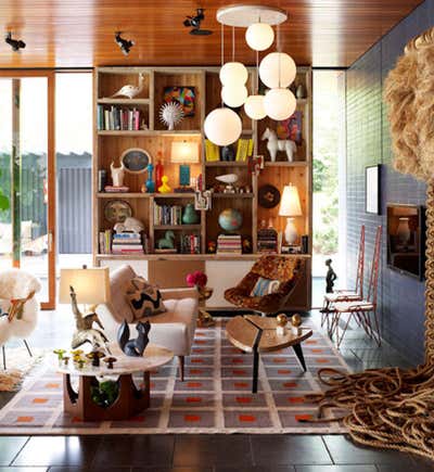  Mid-Century Modern Family Home Living Room. Shelter Island Private Residence by Jonathan Adler.