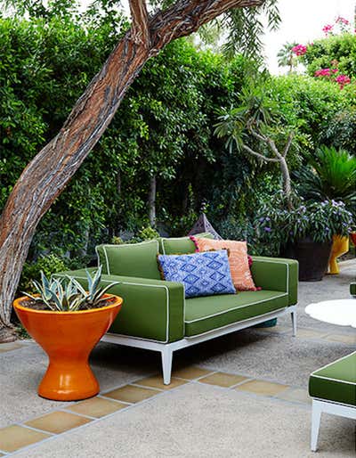  Mid-Century Modern Hotel Patio and Deck. The Parker Palm Springs by Jonathan Adler.