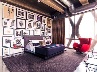 Industrial Bachelor Pad Bedroom. Los Angeles Loft by Todd Yoggy Designs.
