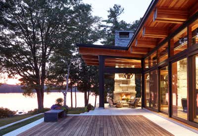 Modern Patio and Deck. Sunapee Lakeside Home by Heather Wells Inc.