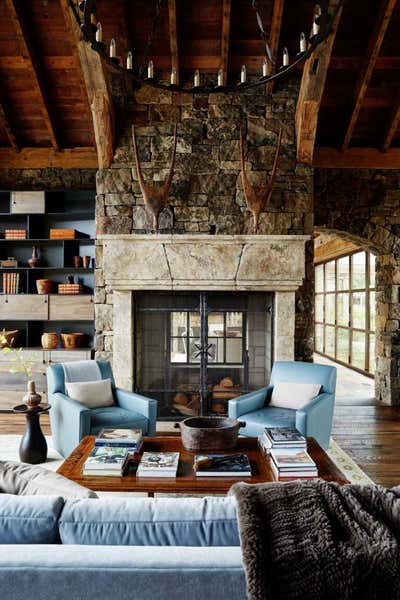 Rustic Family Home Living Room. Snake River Sanctuary by WRJ Design Associates.