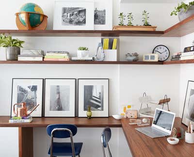 Mid-Century Modern Office and Study. Sackett Street Townhouse by Frederick Tang Architecture.