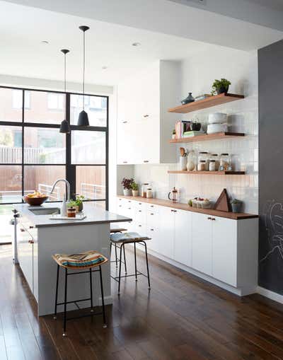  Mid-Century Modern Apartment Kitchen. Sackett Street Townhouse by Frederick Tang Architecture.