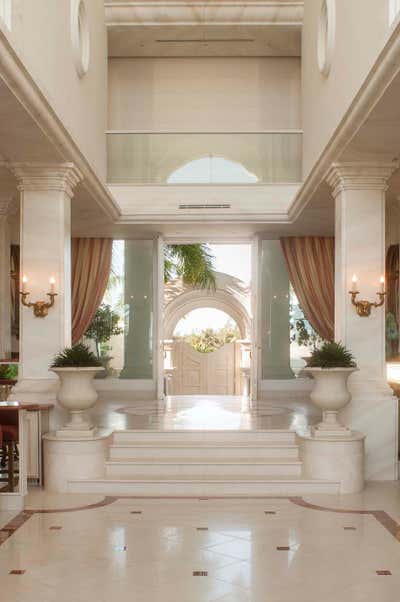  Mediterranean Beach House Entry and Hall. Villa on the Beach by Jerry Jacobs Design.