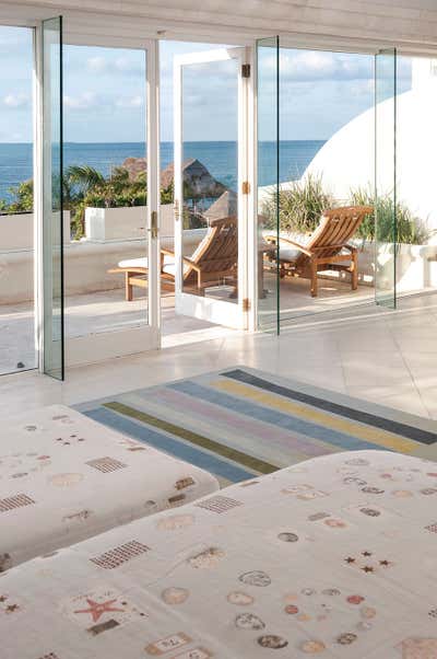  Mediterranean Beach House Bedroom. Villa on the Beach by Jerry Jacobs Design.