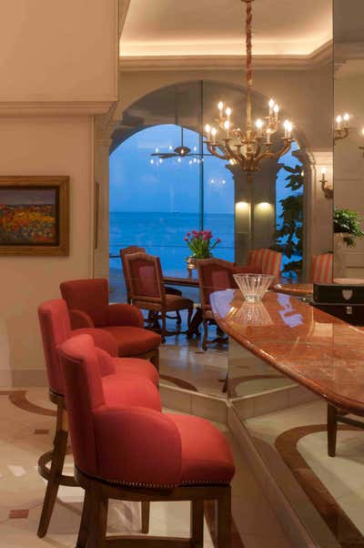  Eclectic Mediterranean Beach House Bar and Game Room. Villa on the Beach by Jerry Jacobs Design.