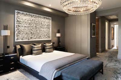  Hollywood Regency Bedroom. Notting Hill Apartment by Louise Holt Design Ltd.
