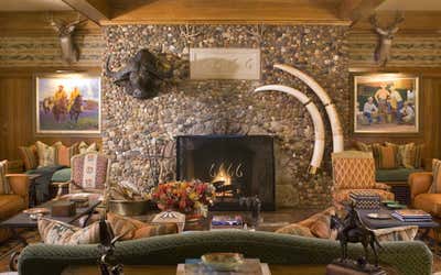  Western Rustic Country House Living Room. Destination by Corley Design Associates.
