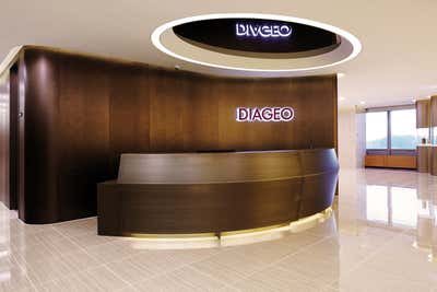  Mid-Century Modern Modern Office Lobby and Reception. DIAGEO office by SEL Interior Design.