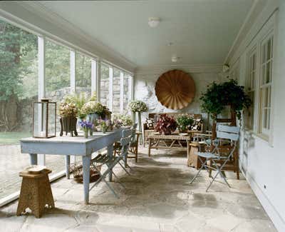  English Country Family Home Patio and Deck. North Salem Saltbox by Stephen Sills Associates.