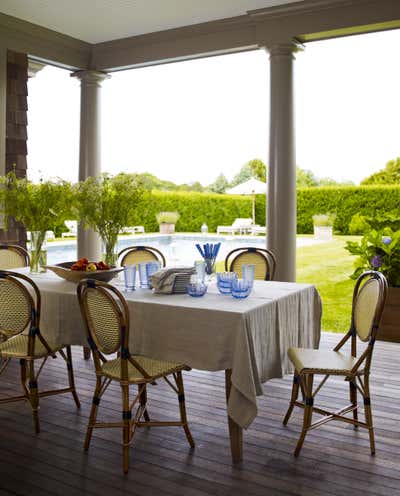 Eclectic Beach House Patio and Deck. Sagaponack by Mendelson Group.