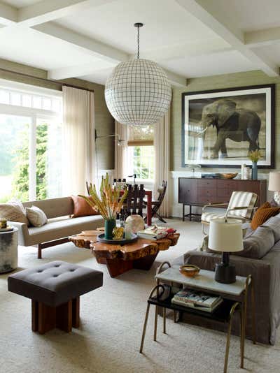  Mid-Century Modern Vacation Home Living Room. Bridgehampton by Dumais ID.