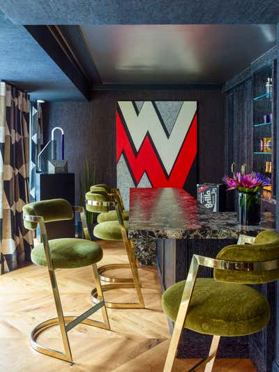  Eclectic Family Home Bar and Game Room. Kips Bay Decorator Show House - 2018 by BA Torrey.