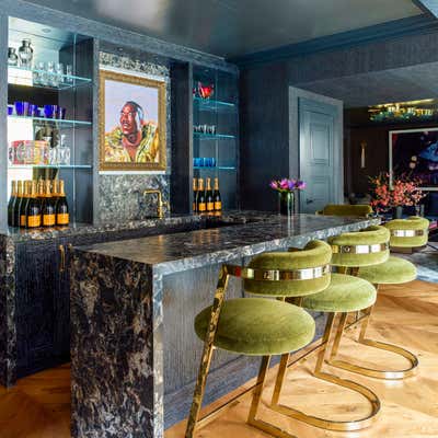 Eclectic Family Home Bar and Game Room. Kips Bay Decorator Show House - 2018 by BA Torrey.